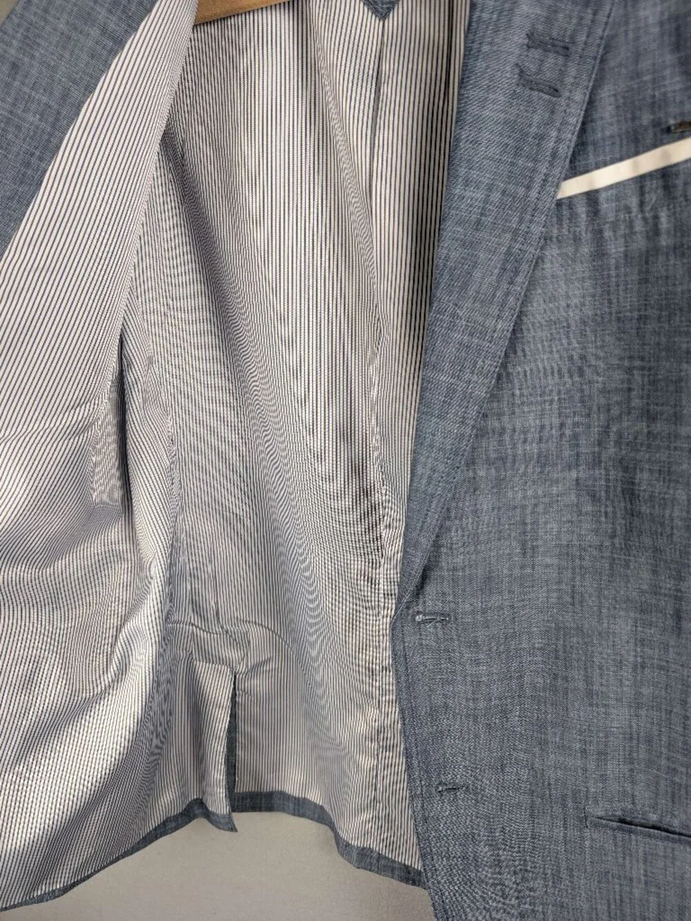 Guess Blazer Jacket Lightweight 2 Button Blue Lined Cotton Classic Men's L